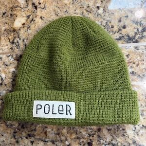 POLER Green Workerman Fabric Label Logo Knit Beanie Hat Cap Outerwear One Size